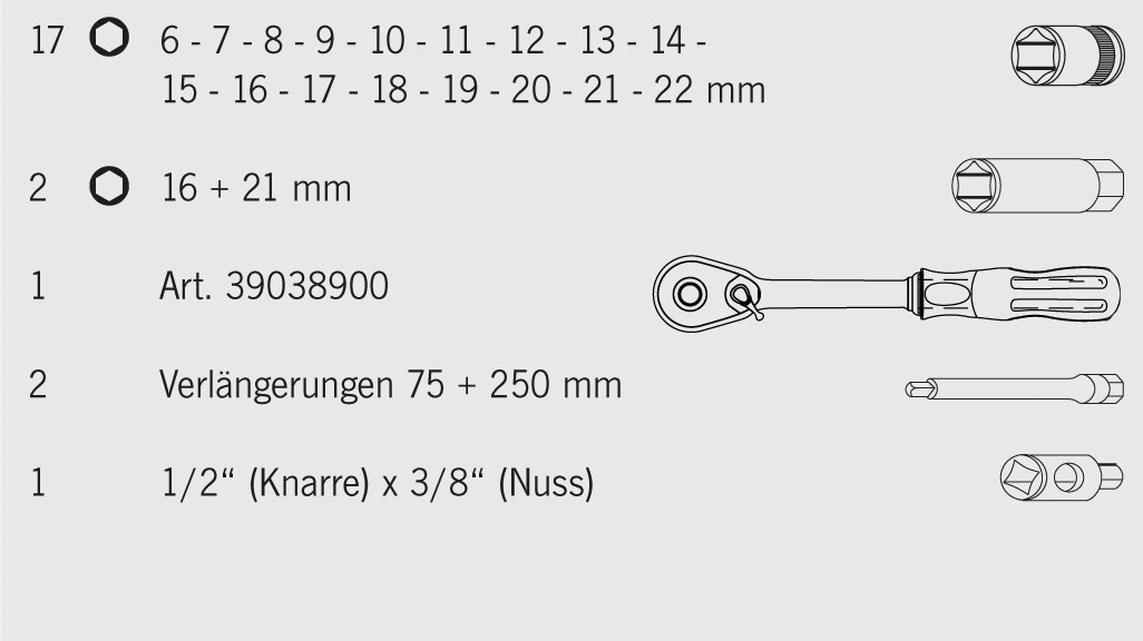 3/8" PROJAHN professional Steckschlüssel-Koffer 23-teilig – Bild 2