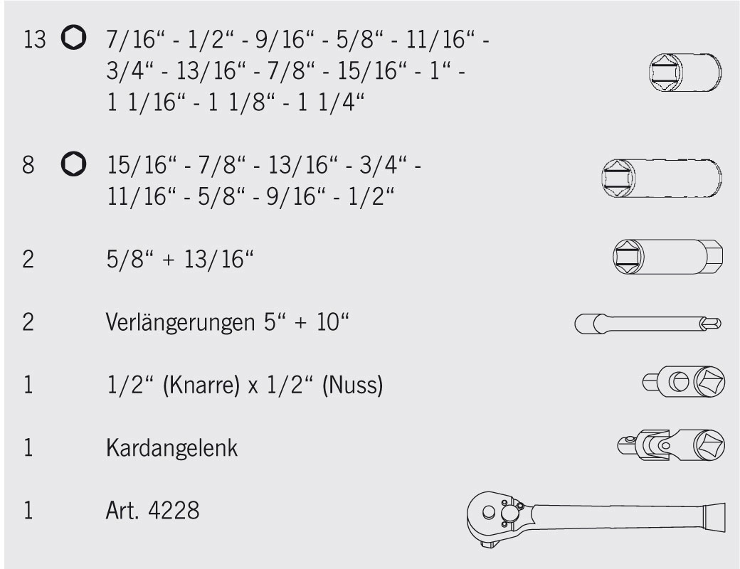 1/2" Zoll Steckschluessel Satz 28tlg – Bild 2