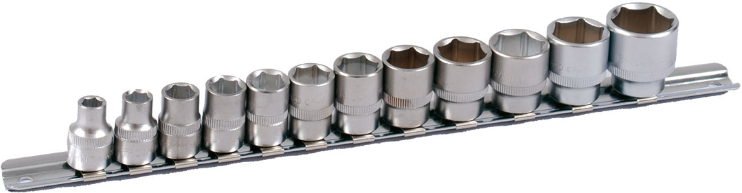 3/8" Stecknuss Satz auf Schiene 12tlg