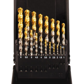 19-tlg. Spiralbohrer-Set kurz DIN 338 HSS-G TiN Typ SN 1-10mm 0,5mm