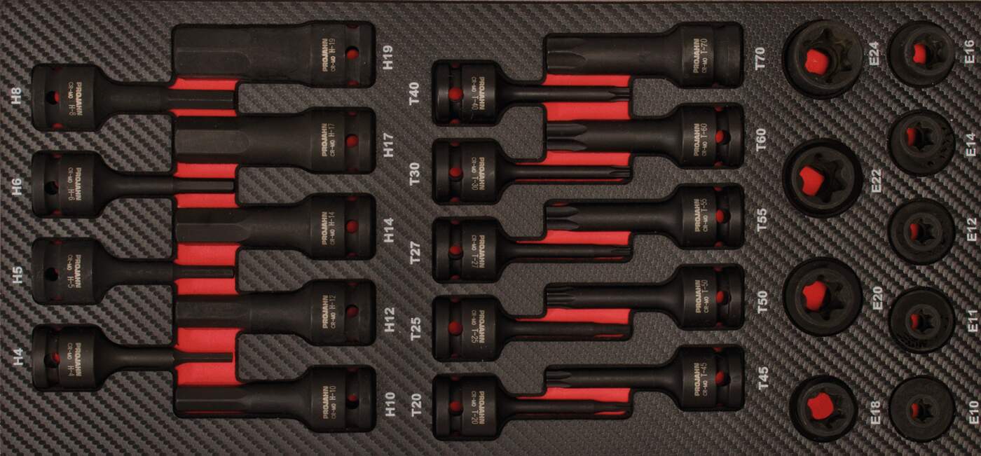 1/2" Schlag Stecknuss Einlage TX+Innen-6kant 28tlg