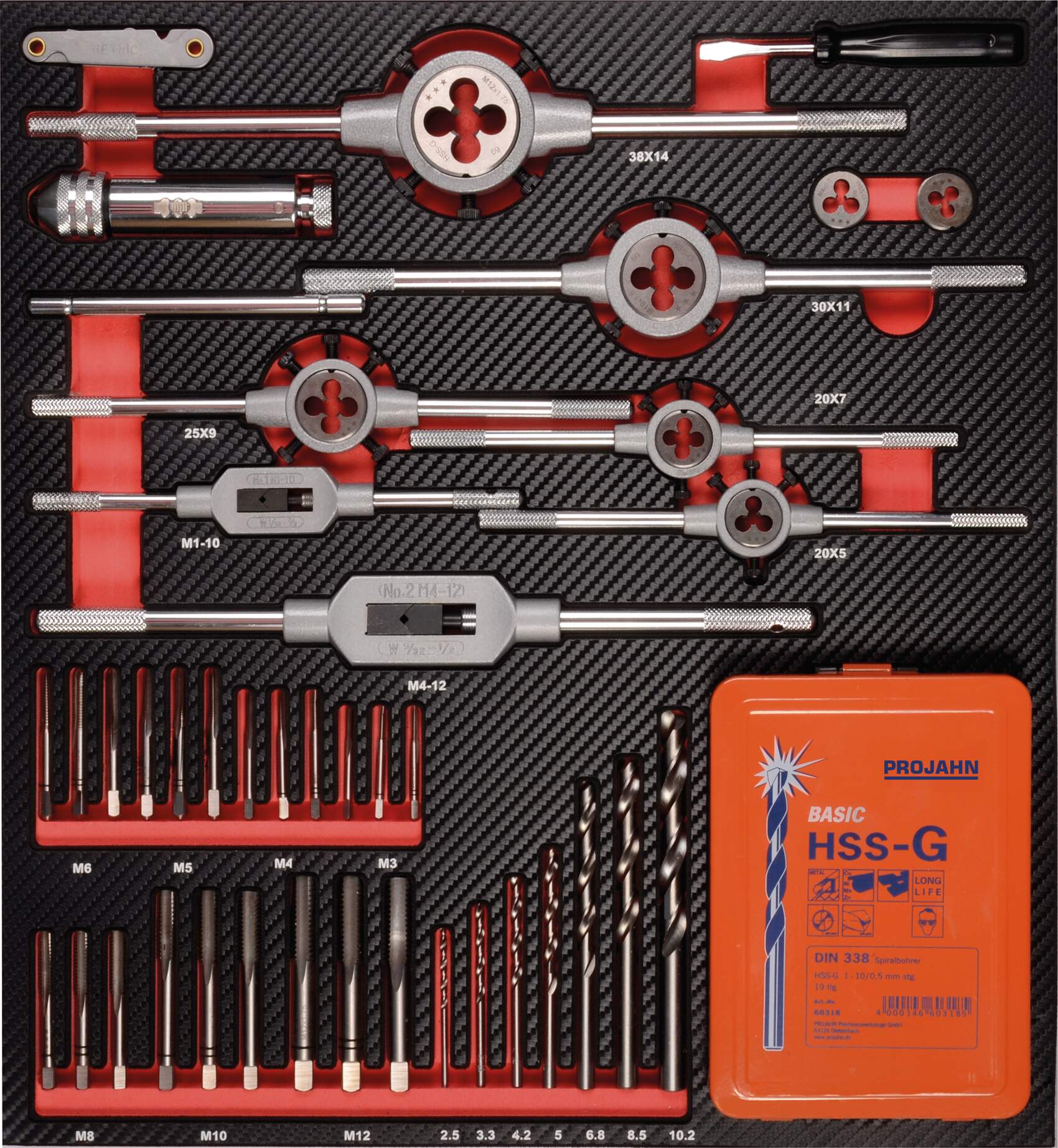 Gewindeschneidwerkzeug Einlage 64tlg