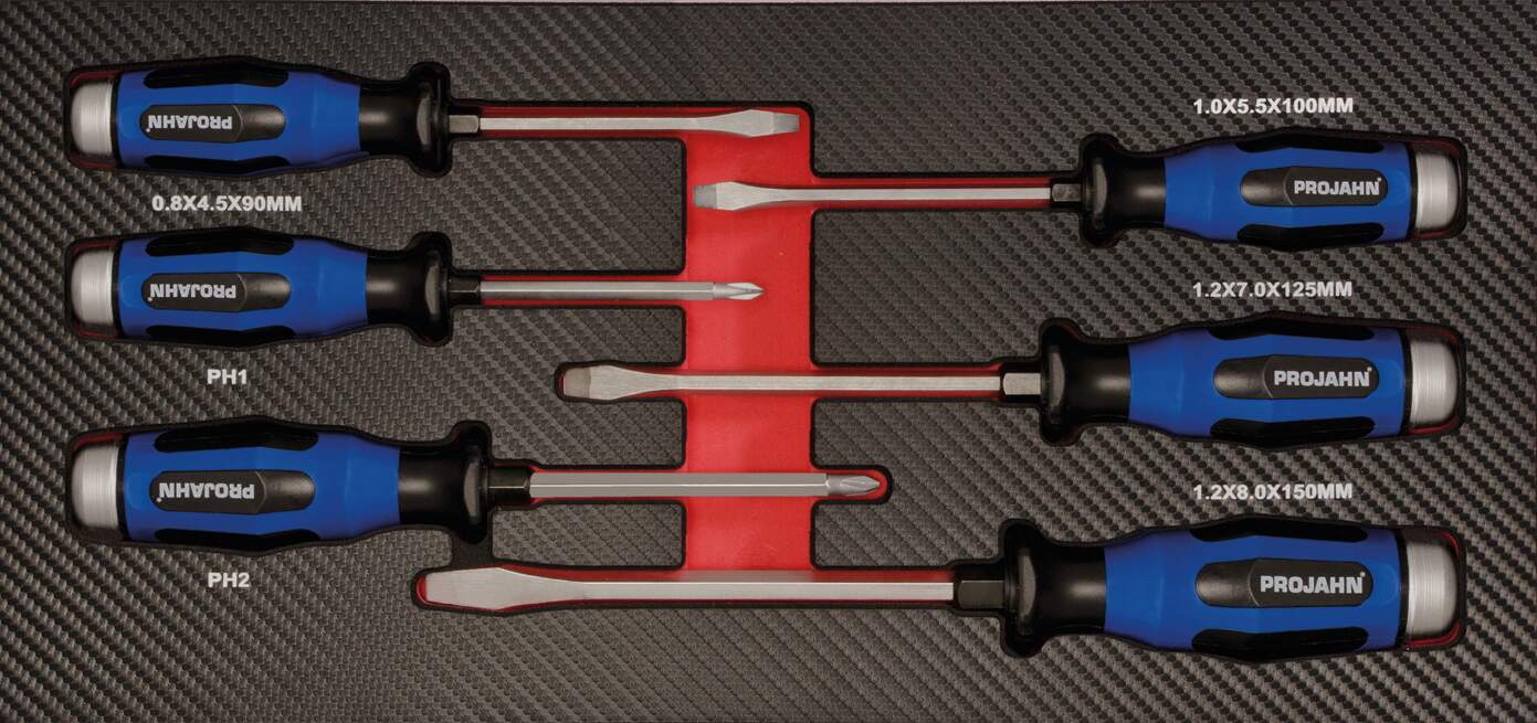 Schraubendreher Einlage "gemischt" 6tlg mit durchgehender Klinge