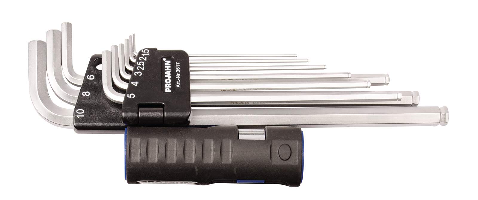 Winkelstiftschlüssel Satz Innen-6Kant lange Ausführung mit Multigriff und Spezial- Kugelkopf 1,5 - 10 mm 9-teilig