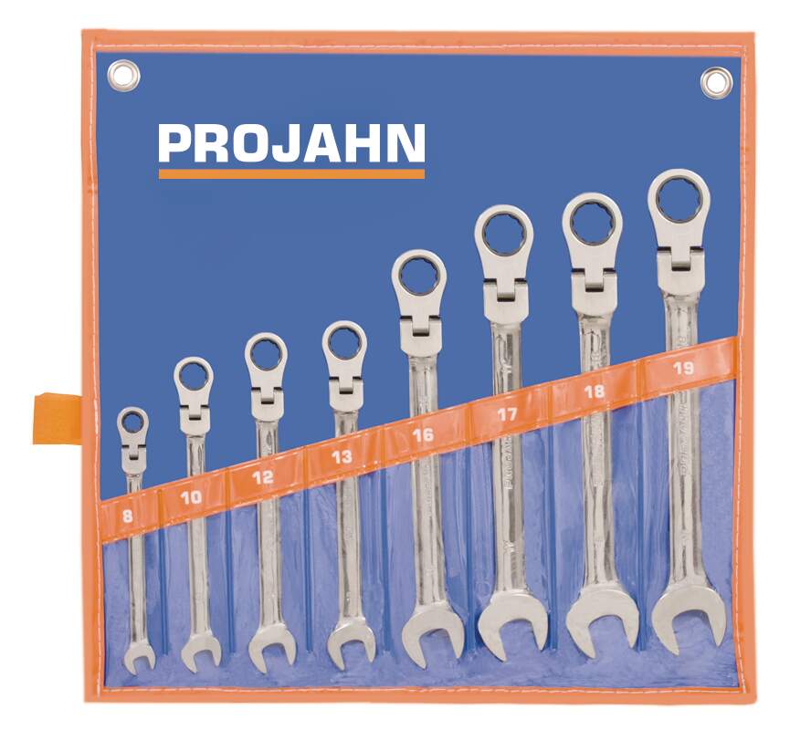 GearTech Schlüssel Satz flexibel Rolltasche 8tlg 8 - 10 - 12 - 13 - 16 - 17 - 18 - 19 mm