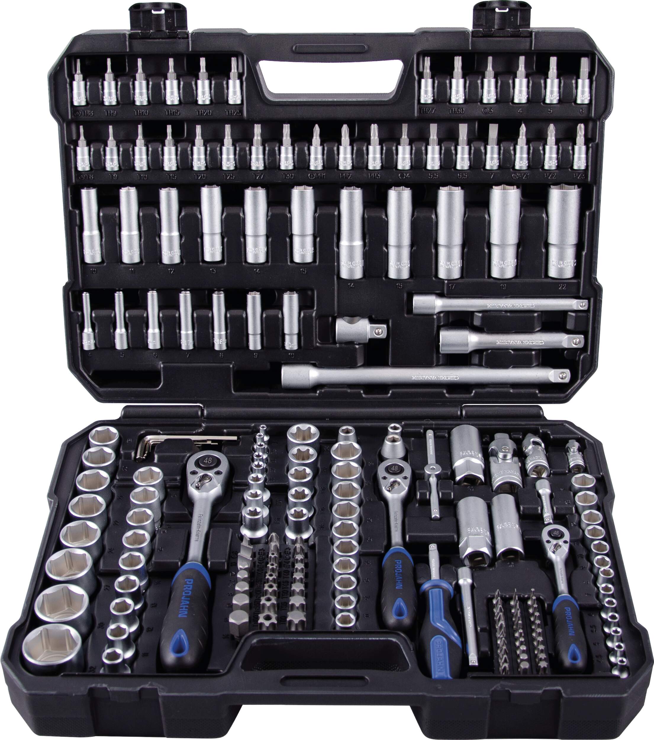 1/4" + 3/8" + 1/2" proficraft Satz 182tlg., 48 Zahn Knarren