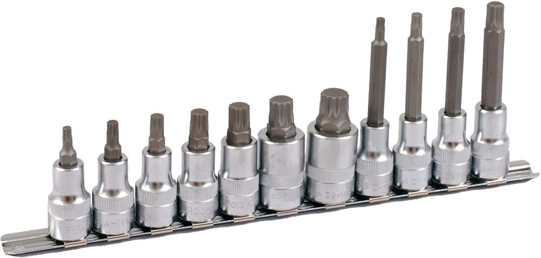 1/2" Bit Stecknuss Satz auf Schiene 11tlg Vielzahn, 60 + 100mm