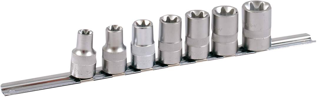 1/2" Stecknuss Satz auf Schiene 7tlg E12 - E24