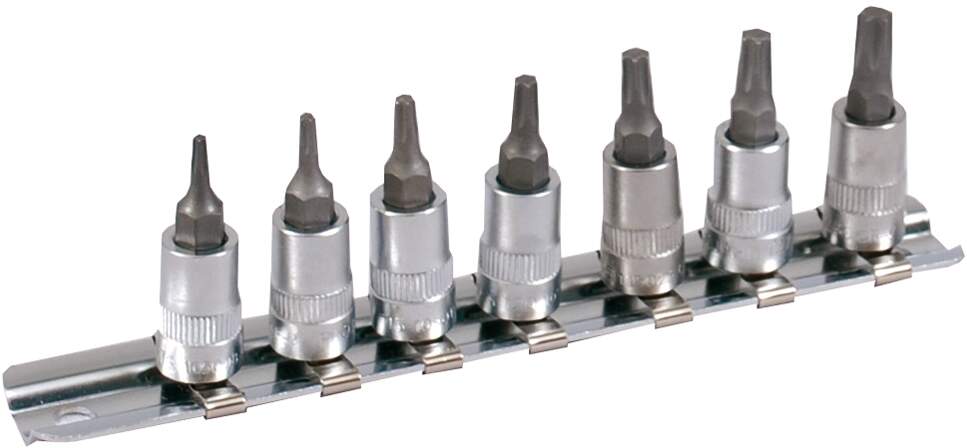 1/4" Stecknuss Satz auf Schiene 7tlg Bitnüsse TX