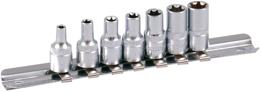 1/4" Stecknuss Satz auf Schiene 7tlg InnenTXNüsse