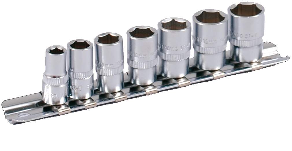 1/4" Stecknuss Satz auf Schiene 7tlg