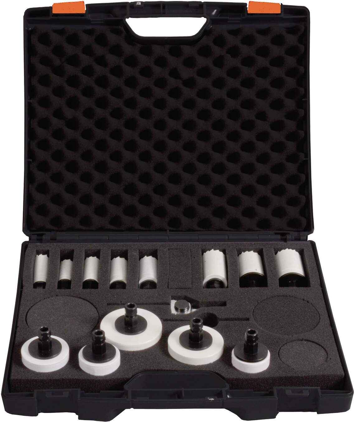 BiMetall Lochsägen-Koffer "Universal Flexibel", 14 tlg. 13 an der Lochsäge vormontierte Verbindungsstücke, inkl. 1 x Schnellwechsel-Adapter