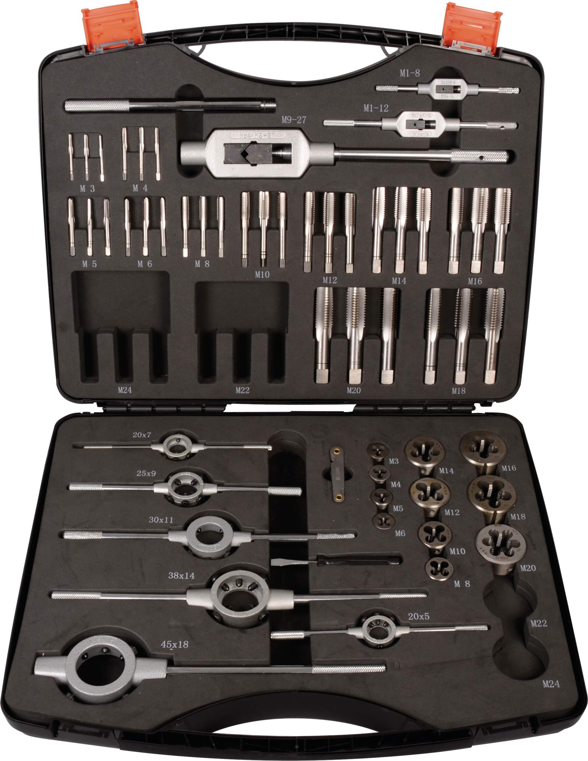Gewinde Schneidzeug Satz HSS-G 55tlg M3-M20 im Kunststoffkoffer