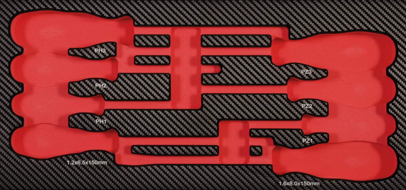 Einlage leer für 8 Schraubendreher PH + PZ + Schlitz