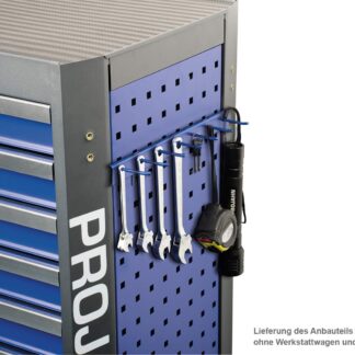 Zubehör Werkstattwagen mit Vierkantlochung Hakenleiste für 7 Teile Blau
