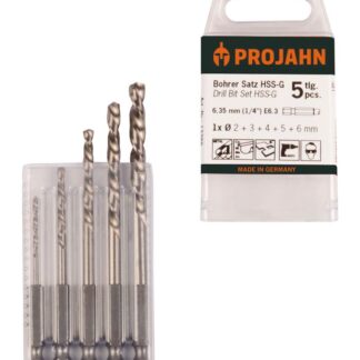 HSS-G Bohrer Satz 6-kant Schaft E6.3  5-tlg. (2, 3, 4, 5, 6 mm)