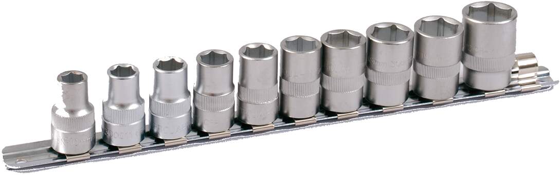 1/2" Stecknuss Satz auf Schiene 10tlg