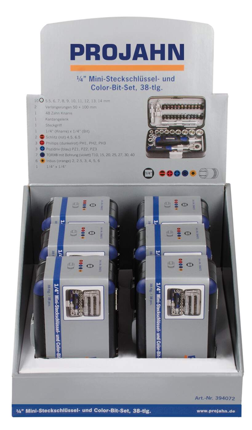 Display 6 x Mini Steckschlüssel- & Bit-Box 394072