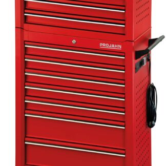 Werkstattwagen UNIVERSE + Werkstattwagenaufsatz UNIVERSE + E-Power + Dosenhalter + Papierrollenhalter Rot