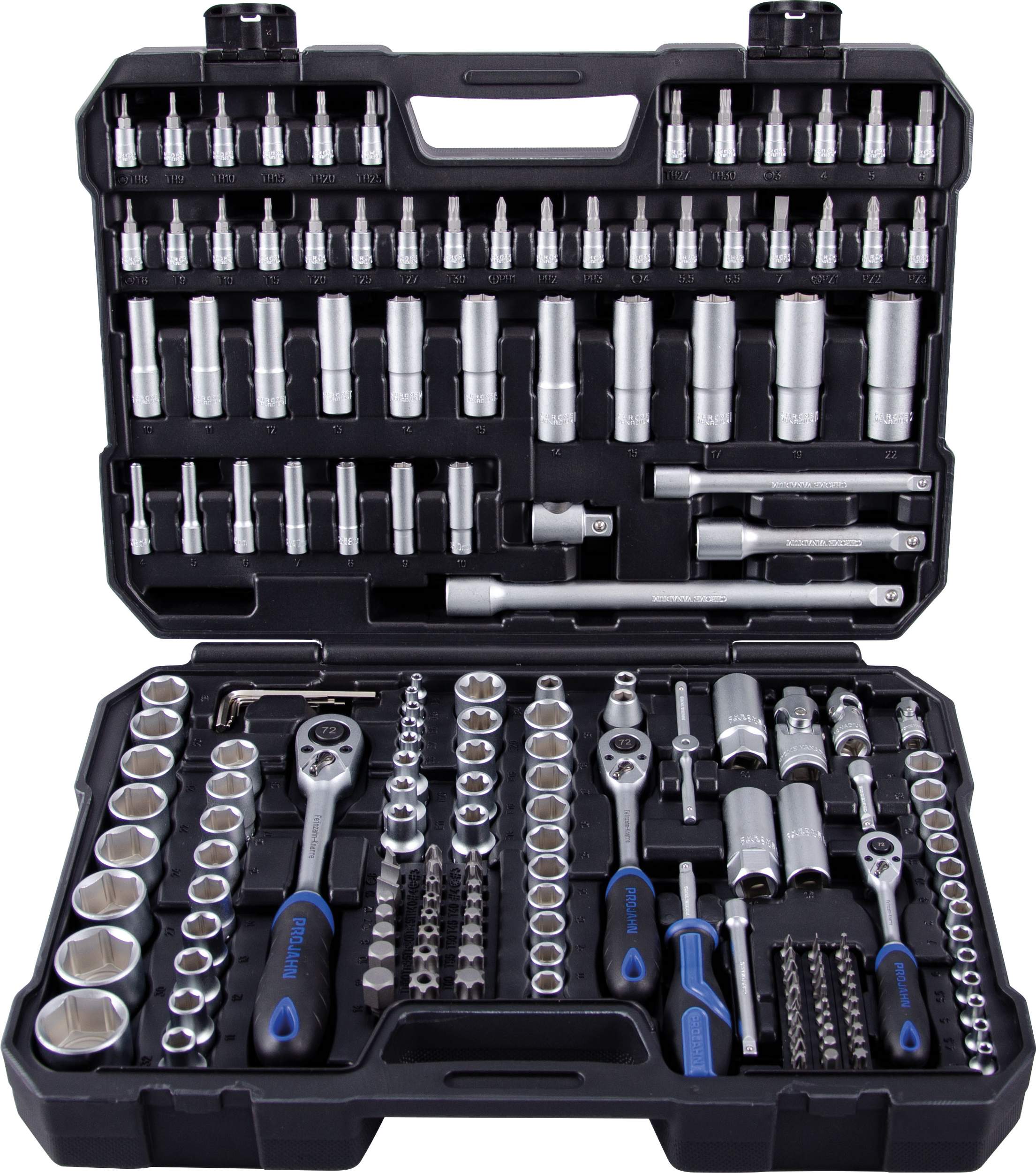 1/4" + 3/8" + 1/2" proficraft Satz 182tlg., 72 Zahn Knarren
