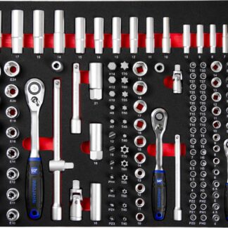 1/4" + 3/8" + 1/2" proficraft Steckschlüssel-Satz Einlage, 145-teilig, 72 Zahn Knarren