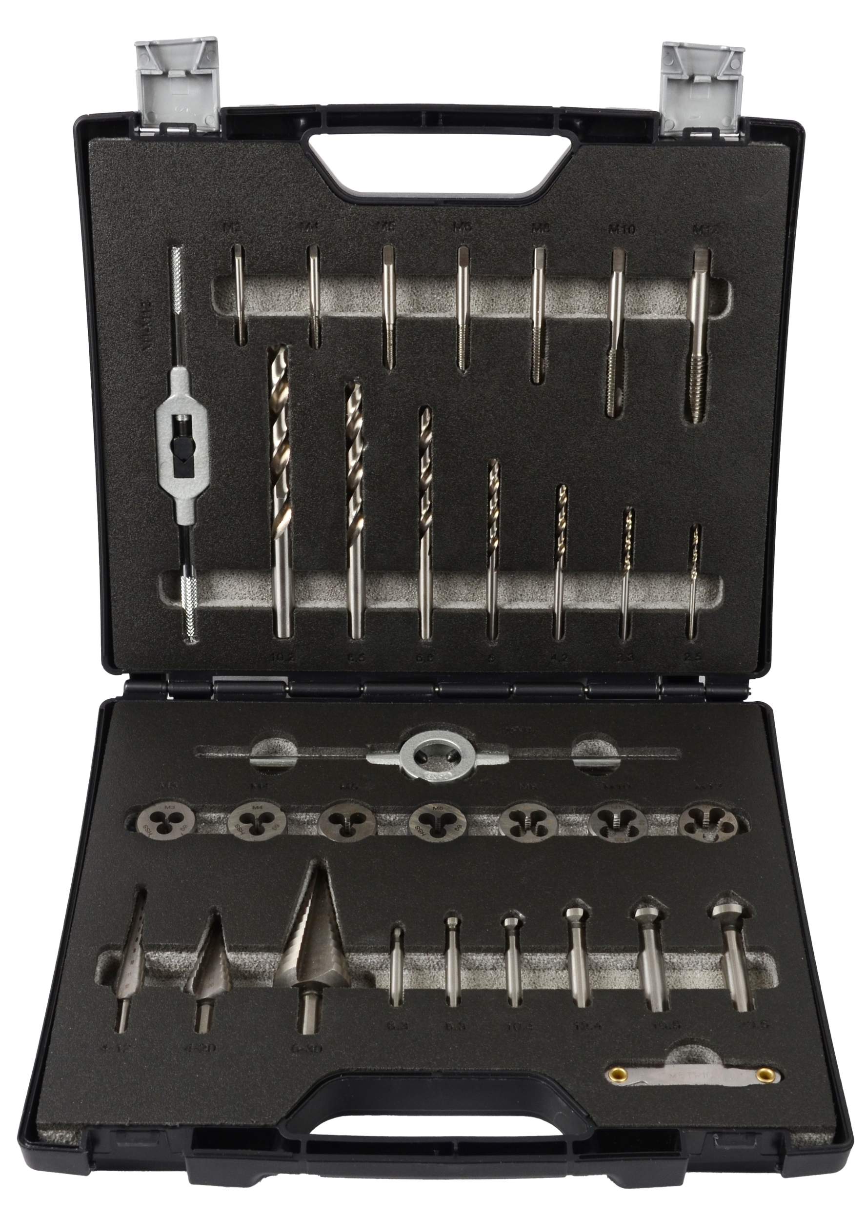 Metallbearbeitung-Set HSS-G 33-tlg. M3-M12 in Kunststoffkoffer