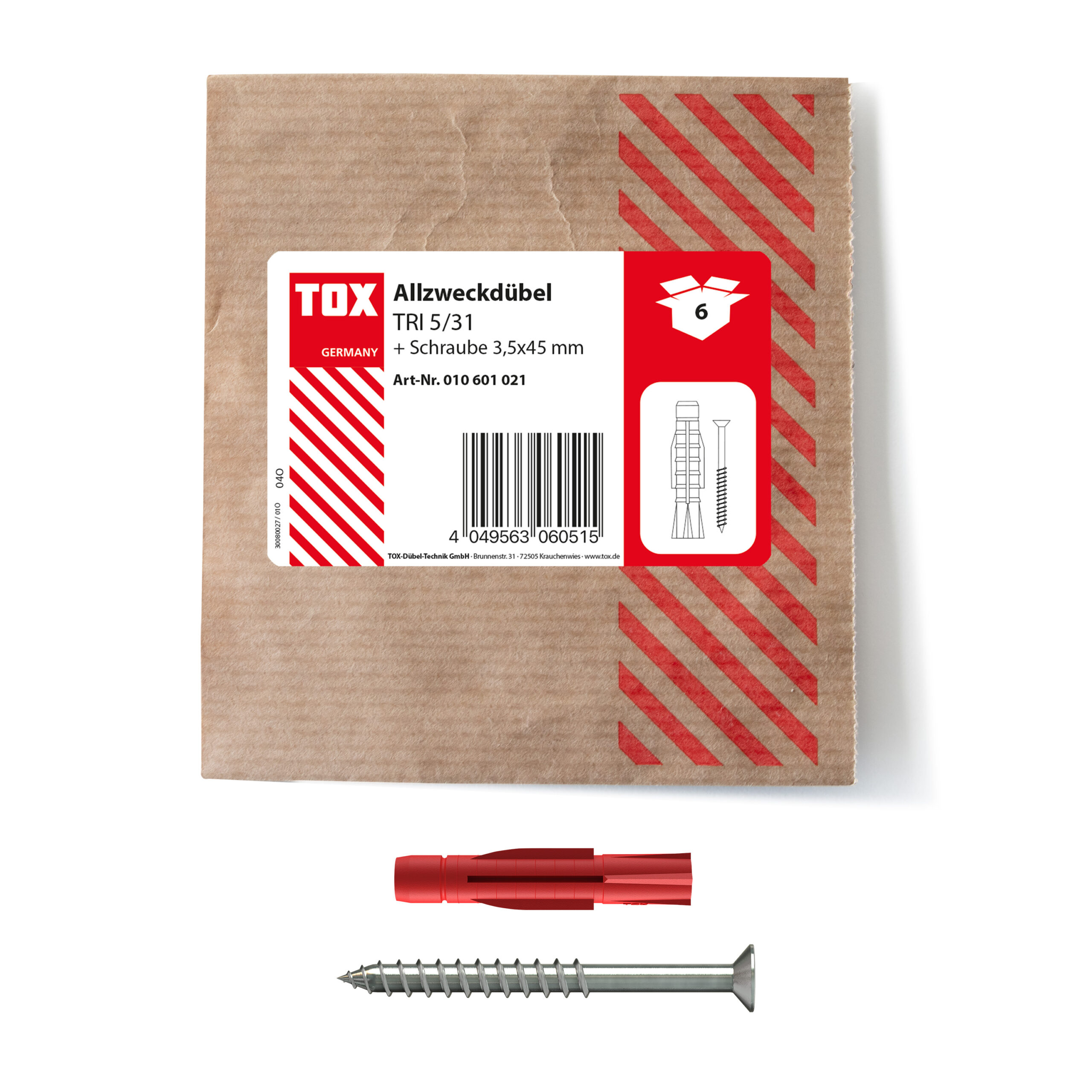 TOX Allzweckdübel Tri 5x31 mm mit Schraube (6 Stk.)