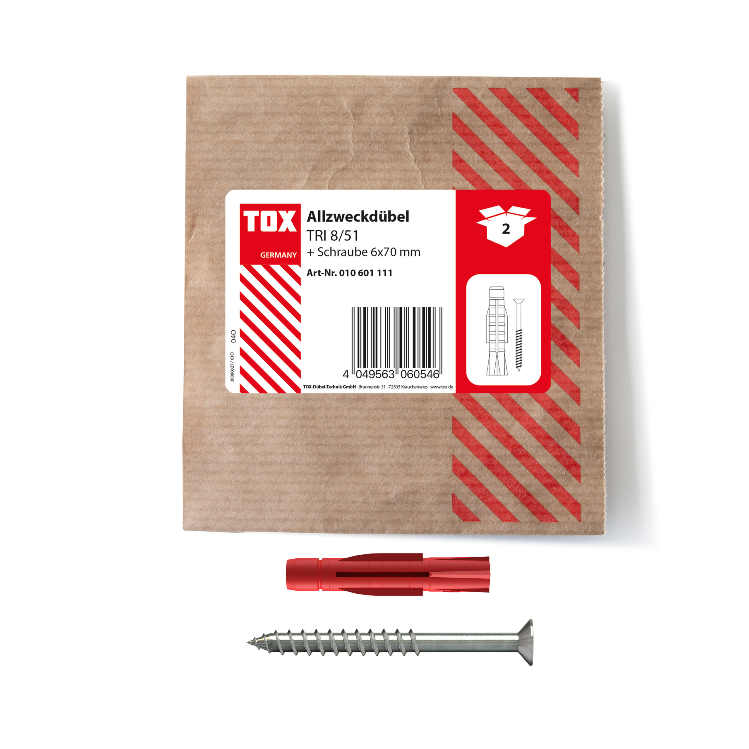 TOX Allzweckdübel Tri 8x51 mm mit Schraube (2 Stk.)
