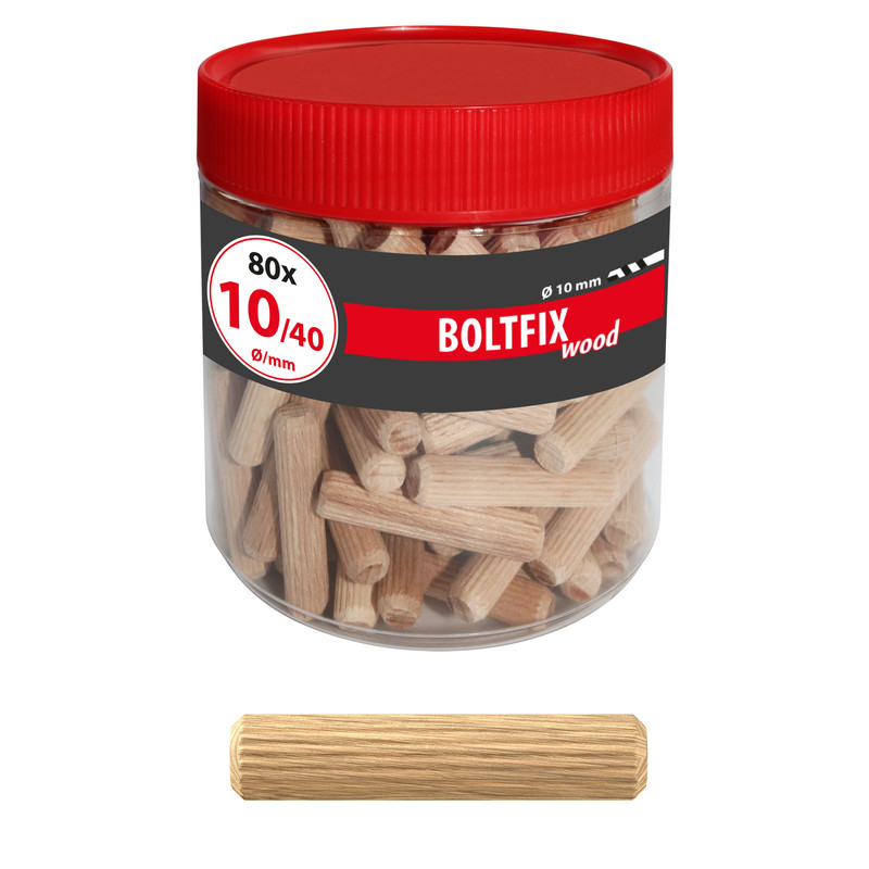 TOX Holzdübel Boltfix wood 10x40 mm, Riffeldübel aus massiver Buche