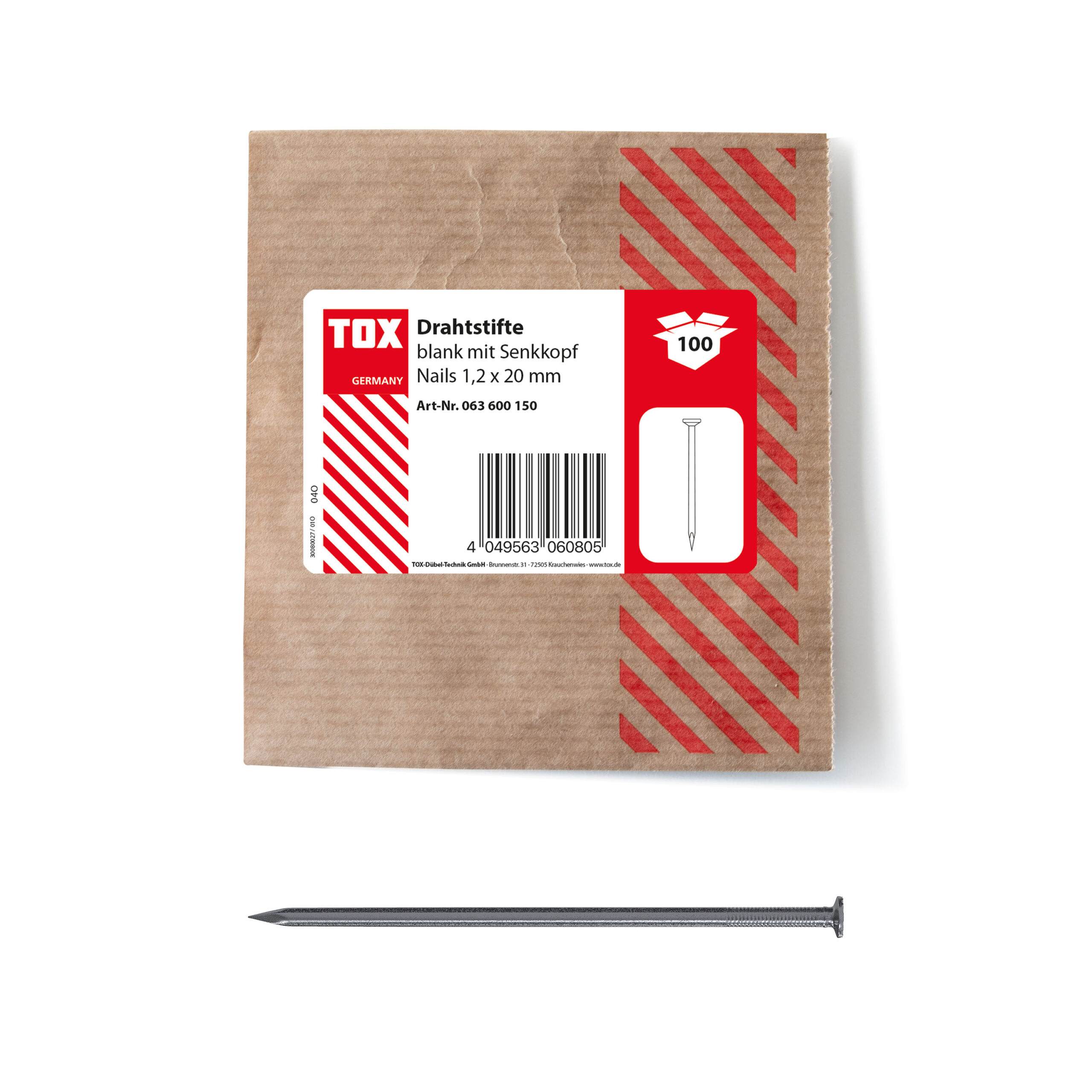 TOX Nails 1,2x20 (100 Stk.) Drahtstifte Senkkopf blank