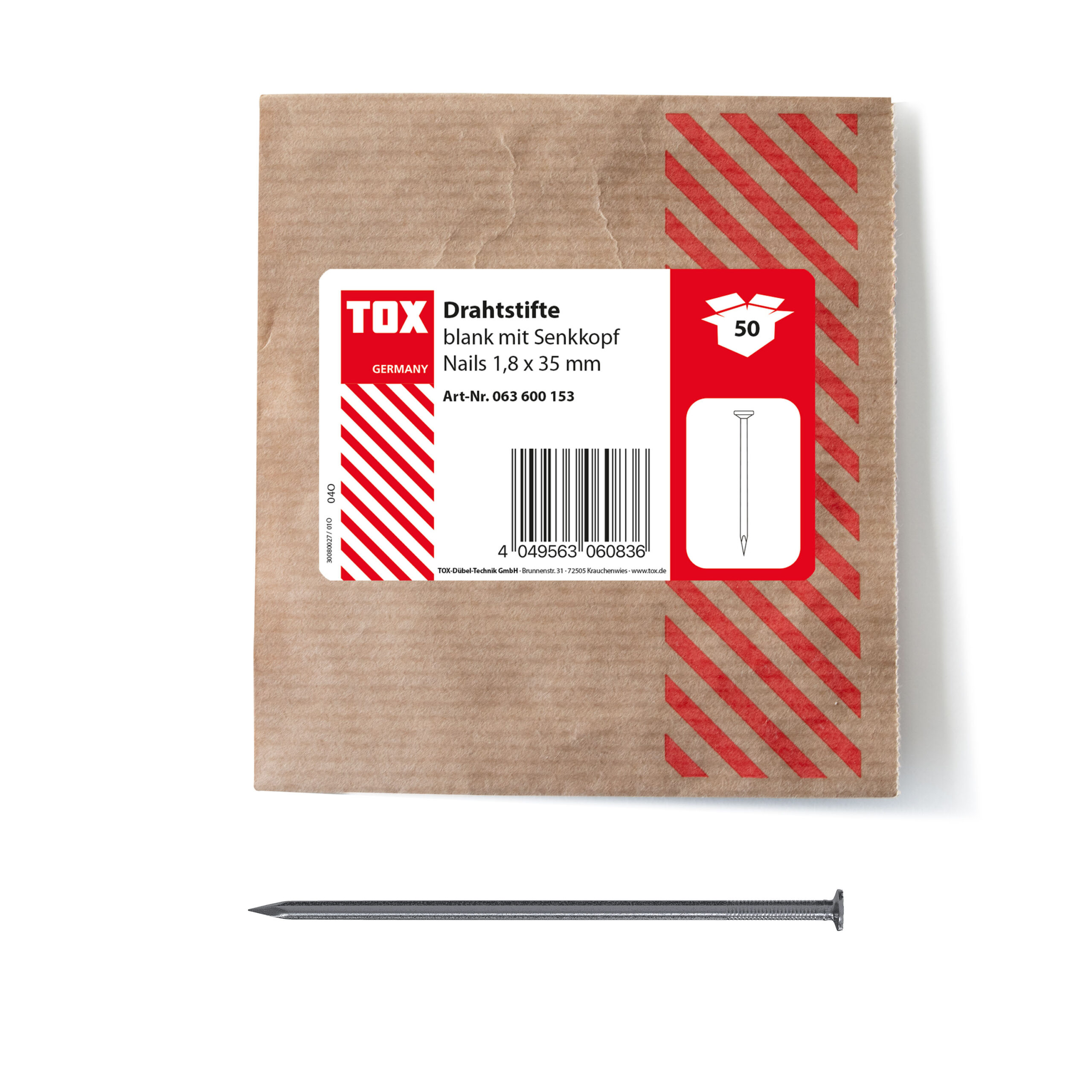 TOX Nails 1,8x35 (50 Stk.) Drahtstifte Senkkopf blank