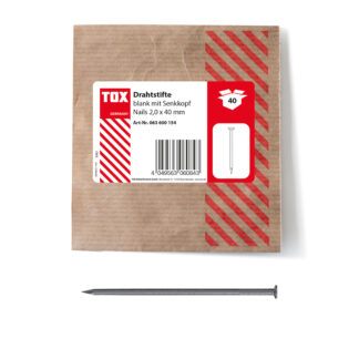 TOX Nails 2,0x40 (40 Stk.) Drahtstifte Senkkopf blank