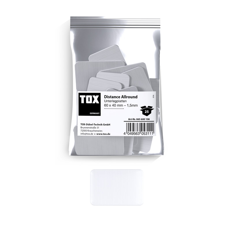 TOX Unterlegplatten 60x40 mm Distance Allround 1,5 mm (25 Stk.)