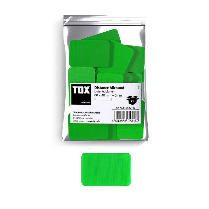 TOX Unterlegplatten 60x40 mm Distance Allround 5 mm (25 Stk.)