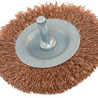 DRAHTSCHEIBENBURSTE 100MM, SHAFT 6MM, VERMESSINGT 100MM STRAIGHT FLAT PIVOT 6MM BRASS