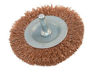 DRAHTSCHEIBENBURSTE 65MM, SHAFT 6MM, VERMESSINGT 65MM STRAIGHT FLAT PIVOT 6MM BRASS