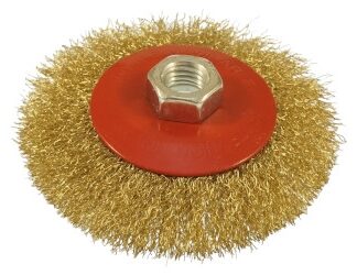 SCHEIBENBUERSTE M14 100MM FLAT STRAIGHT BRASS