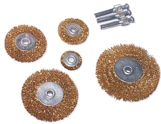 SCHEIBENBURSTENSATZ STAHL/MESSING, 5 ST. 8X: 1''-1.5''-2'' -2.5''-3'' +3xPIVOT 6MM